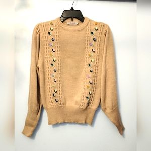 Vintage Cottagecore Bargello Original Label Sweater Floral Bamboo-like Detail